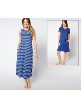 Carole Hochman Set 2 Sleep T-Shirt Dress & Tank Midi Dress sz L Blue A634007